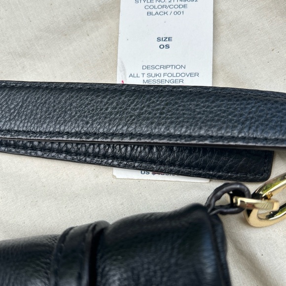 TORY BURCH T SUKI black fold over leather bag Messenger - Picture 2 of 13